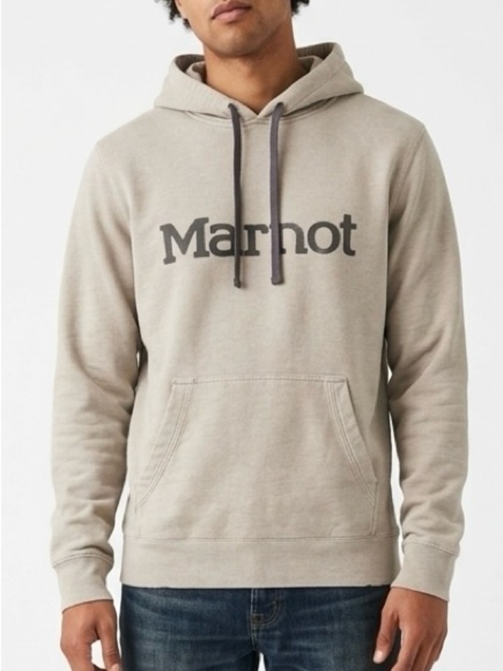 Marmot Logo Pullover Hoodie Steel Heather Grey Gorpcore Elevated Casual